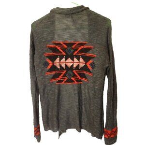 HEART N CRUSH OPEN CARDIGAN SWEATER Cool PATTERN WOMENS SIZE MEDIUM 10/12 GRAY